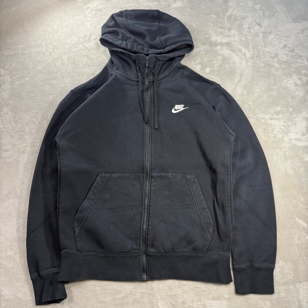 Nike Hoodie Men's Sz S Black Full Zip Fleece Small Swoosh